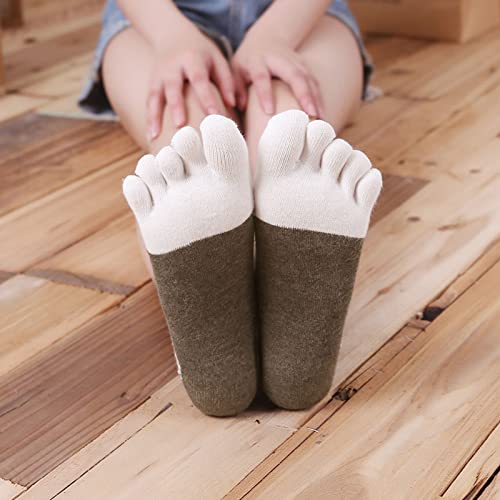 Image of CaiDieNu Women's Animal Toe Socks - Cotton Five Finger Colorful Funny Casual Crew Socks for Ladies