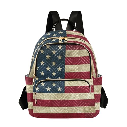 Image of ALAZA Vintage American Flag Small Backpack Purse for Women Travel Bag Fashion Daypack Back Pack Shoulder Bag