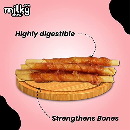 Image of Milky Chew Chicken Stick Dog Treats - Premium Rawhide-Free Milk-Flavoured Sticks for Dogs of All Ages & Sizes - Nutritional 4-Pack