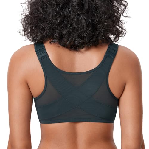 Image of DELIMIRA Women's Front Closure Posture Plunge Bras | Full Coverage, Plus Size, Underwire, No Padding Unlined, Back Support, Seamless, B-H Cups
