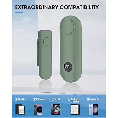 Remote Page Turner for Kindle Reading Accessories, Clicke for iPad iPhone Android Tablets E-Book Reading Noels, Camera Remote Shutter Selfie Controller, Agave Green