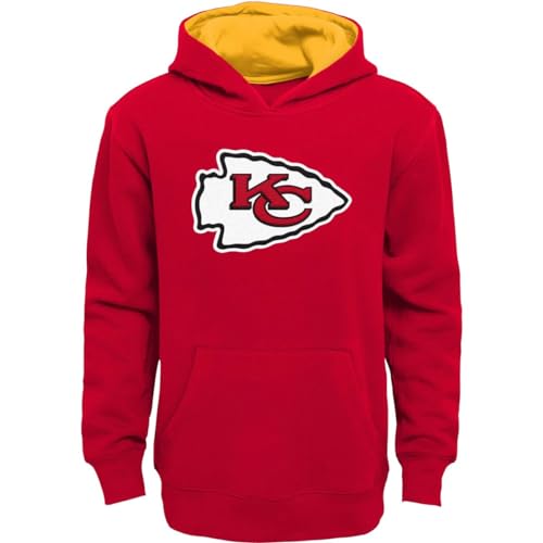 Outerstuff NFL Kids Youth 4-20 Officially Licensed Embroidered Primary Logo Pullover Hoodie Sweatshirt (10-12 Kansas City Chiefs - Red)