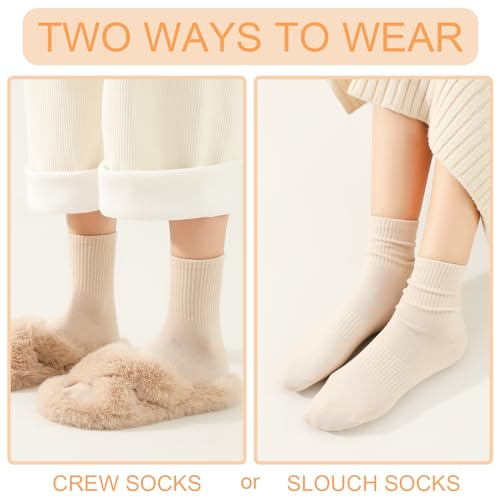 Image of Women Cute Crew Socks Neutral Cotton Socks Casual Aesthetic Slouch Boot Socks for Women Granola Girls Clothes