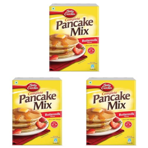 Image of Betty Crocker Pancake Mix | Instant Breakfast Mix | Waffles and Pancake Mix Powder | Buttermilk Flavour | Eggless | 500g (Pack of 3)