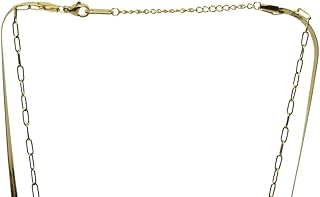 Stainless Steel Twins Necklace With Multi Design For Girl - Gold Blue