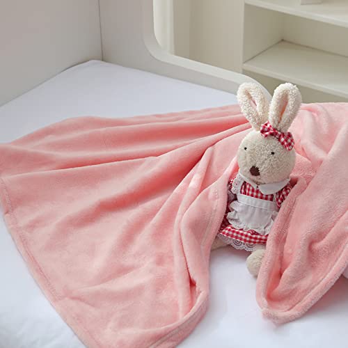 Qsteheml Flannel Baby Blankets For Boys Girls, Fluffy Warm Lightweight Receiving Blankets Unisex Newborn Toddlers' Fleece Baby Blanket For Crib Cot Stroller, Pink, 30X40 Inches #TOP2
