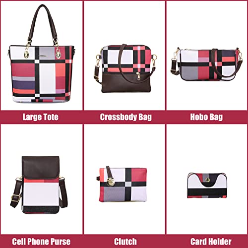 Image of OTMIPIML Purses and Handbags for Women Synthetic Leather Tote Crossbody Bags Satchel Purses Set 6pcs | Set