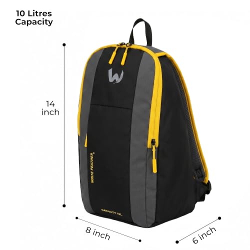 Image of White Feather Dinky Compact Backpack | 10L Lightweight Daypack for Gym Cycling Running Travel Water Resistant Small Casual Bag Men Women (Blue Grey 14X8X6 Inches) | Color BLACK & Grey