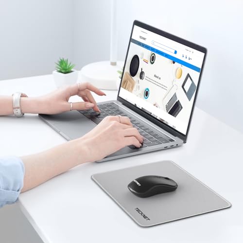 Image of TECKNET Mouse Pad with Anti-fray Stitching, Waterproof Surface & Non-Slip Rubber Base with Stitched Edges Gaming Mouse Mat for Laptop,Compatible with Laser and Optical Mice - Grayish White