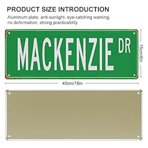 Vintage mackenzie mackenzie sign mackenzie lover mackenzie birthday gift child gift grandchild gift st ave dt metal tin streets sign plate drive way man cave outdorr wall decor sign gift 16×6  urban country home decor