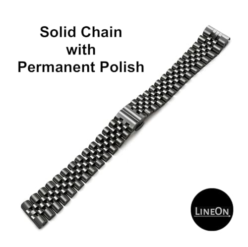 Image of Stainless Steel Jubilee Watch Metal Strap Chain Replacement Bracelet with Butterfly Push Button Clasp, Adjustable Links, Premium Finish, Permanent Polish For Premium Watches ( Adjustable Tools and Pins Include )
