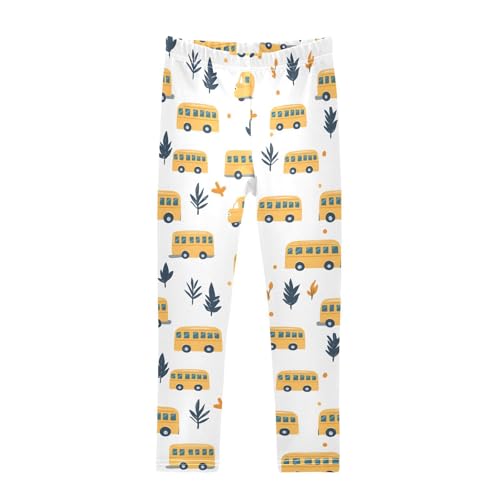 Yellow Bus Tree Girls Leggings Soft Stretch Workout Yoga Dance Pants for Kids Casual Tights
