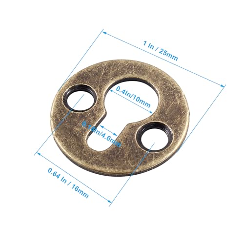 Image of 25 mm / 1 Inch Metal Keyhole Hangers, 30 Pcs Round Type Shelf Brackets, Bronze Keyhole Mounting Plate with Screws for Picture Frame, Wall