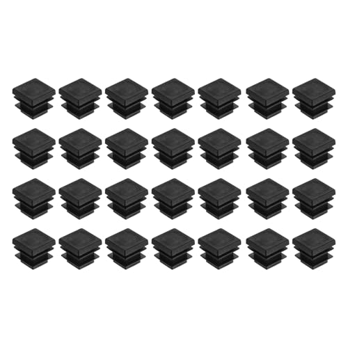 Image of uxcell 28Pcs Square Plastic Plugs, 16 x 16mm /0.63 x 0.63inch PE Pipe Tubing End Caps for 11-14mm /0.43-0.55inch Square Tube Furniture Chair Leg, Black