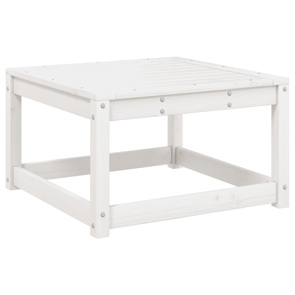 vidaXL Repose-Pied de Jardin avec Coussins, Pouf de Palette, Table Basse de Terrasse, Meuble Modulaire de Salon Balcon, Blanc Bois de Pin Massif