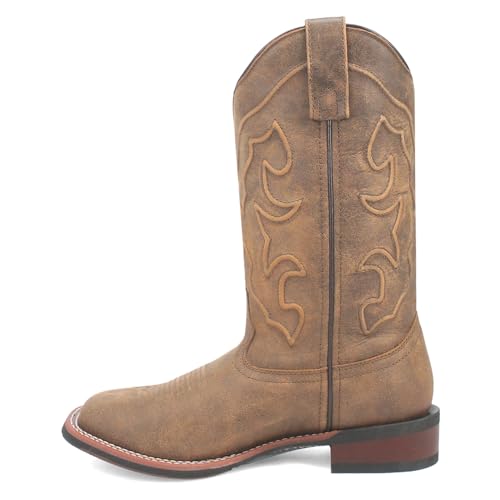 Laredo Tan Megan Women's Stockman Leather Wide Square Toe Boots 31193
