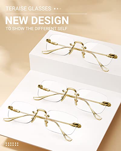 Image of TERAISE Frameless Metal Reading Glasses for Men /Women Blue Light Blocking -Rimless Fashion Comfortable Computer Eyeglasses