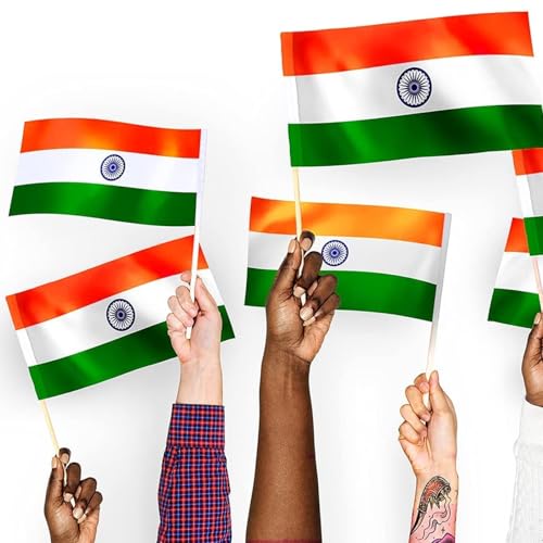 Image of Prime Set Of 6 Pcs Small Size Tiranga Indian Paper Flag with Stick for Independence Day for School College and Office Decoration Pack Of 1