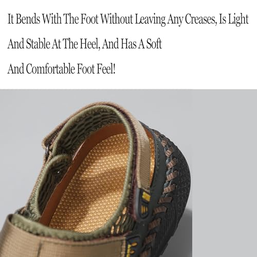 Botrent Men'S Cutout Breathable Mesh Hook And Loop Outdoor Platform Fisherman Sandals Closed Toe Comfortable Non Slip Slip-On Lightweight Casual Beach Sandals For Adventure Trail Hiking  thumb #4