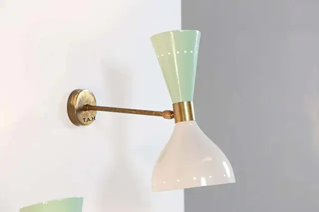 Applique Murale Design Italien Diabolo des Années 1950 Blanc et Vert Clair