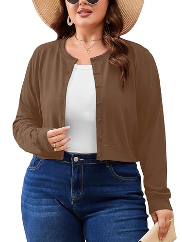 AusLook Plus Size Cropped Cardigan for Women...