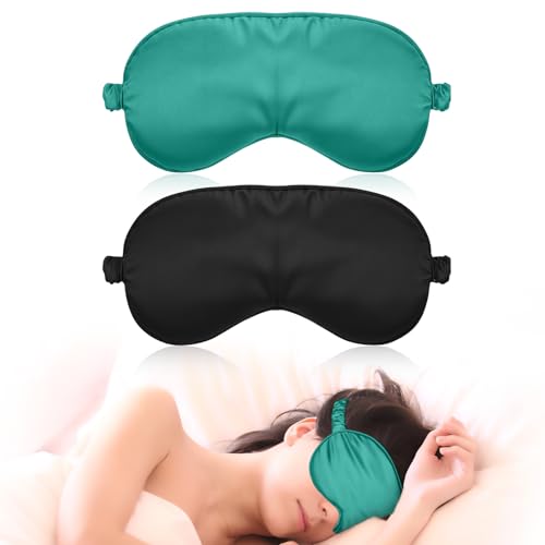 Molain 2 Stück Seidene Schlafmaske, Seide Augenmaske Weiche Augenbinde Schlafen Lichtblockierend Schlafmaske Herren Schlafmasken Seide für Pause,...