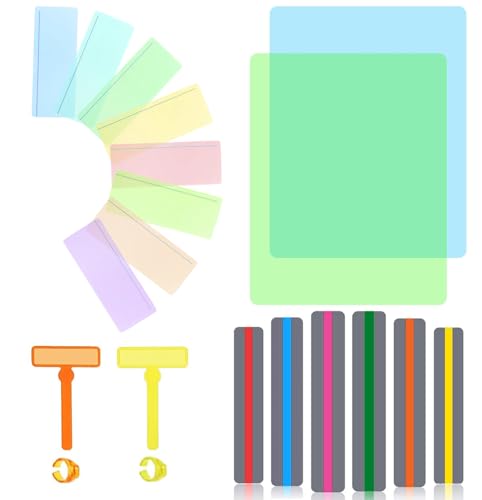 20 Pcs Guided Reading Strips Set Dyslexia Tools for Kids with 4 Sizes Reading Tracker Childrens Reading Guide Strips Teacher Educational Classroom Supplies (Colour Sets)