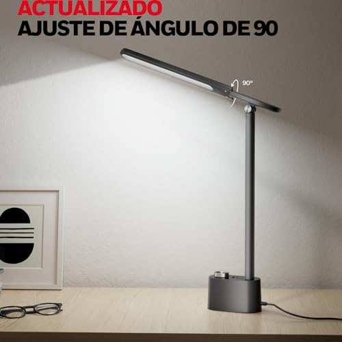 Honeywell Lámpara de escritorio LED - H01 Pro Sunturalux™ Lámpara de escritorio plegable con puerto de carga USB A+C, regulable en 3 modos de color, para la oficina en casa (oscuro) - imagen 6