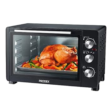 Prodex PX7030B 30 Litre Tabletop Mini Oven, 1500W Electric Cooker & Grill, Ideal for Roasting, Baking, Grilling & Reheating, Temperature Range: 100-230°C, Black