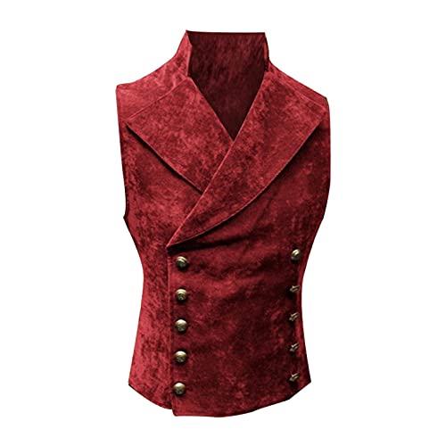 WANGSHE Men's Autumn and Winter Vintage Tailcoat Vests Collar Button Formal Wedding Photo Shoot Vest Suit Waistcoat Red steampunk buy now online WANGSHE Men's Autumn and Winter Vintage Tailcoat Vests Collar Button Formal Wedding Photo Shoot Vest Suit Waistcoat Red steampunk buy now online