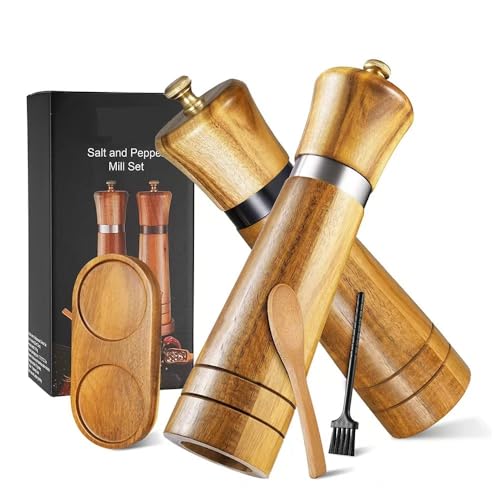 Manual Coffee and Spice Grinder,Pepper Grinder, Wood Salt and Pepper Grinder Mills Sets, Salt Shakers for Your Kitchen(Wood(1set