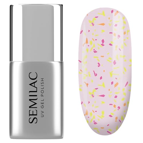 T26 Semilac UV Nagellack Top No Wipe Matte Peach Galaxy 7 ml