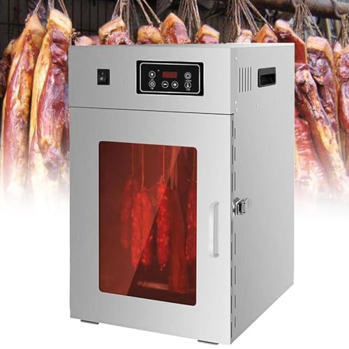 Commercial Large Food Dehydrator Rotary Automatic Meat Dryer, Stainless Steel Biltong Box Food Dehydrator and Drying Cabinet LED Control Panel Home Meat Dryer, Dryer 30-90℃ Adjustment,15KG