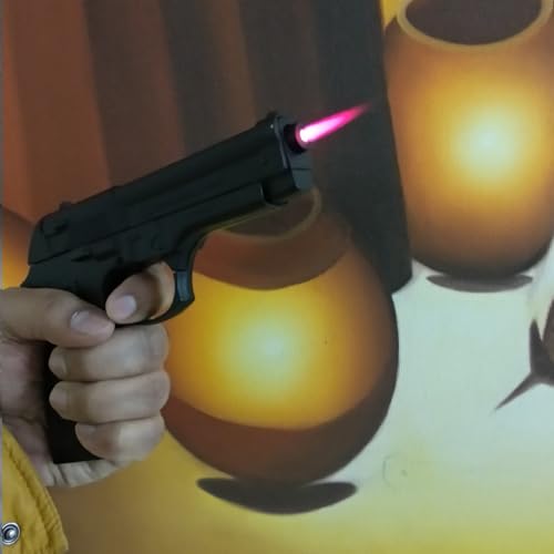 Image of 608 Heavy Metal Gun Lighter with Barrel Pull Back Heavy Metal Made Black Color Gun Shape Gas Lighter with PU Case | Loading Feature Dummy Gun