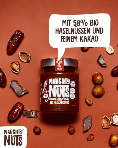 NAUGHTY NUTS Bio Haselnussmus Choco Crush | Vegane Schokolade | 100% Natürlich | Ohne Palmöl & Zucker | Ideal Als Topping Für Müsli | 250g