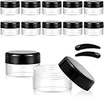 GAUATO 12 Pcs Sample Pots 20ml, Empty Travel Pots Clear Plastic Cosmetic Jars, Small Pot with Lids Portable Lip Balm Containers for Toiletries, Creams, Powder, Glitter Nail Art Storage