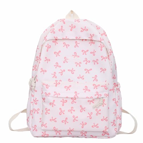 Coquette Bow Backpack - Kawaii Cute Backpack Aesthetic Daypack Bow Rucksack (A01 Pink)