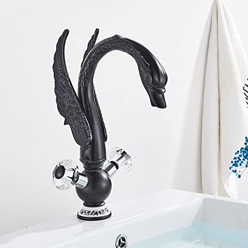 Mitigeur de lavabo cygne noir en laiton massif pour salle de bain design