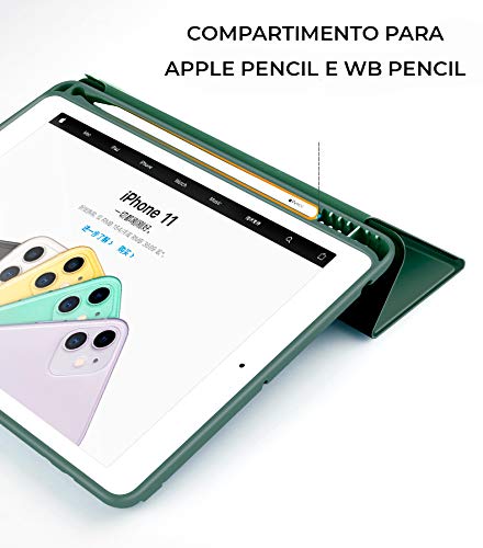 Capa Novo Ipad 7ª, 8ª e 9ª Geração 10.2″ WB - Premium Slim Antichoque com Compart. Para Pencil Verde