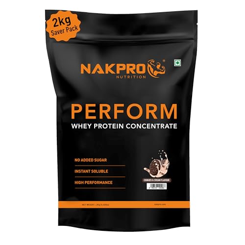 Image of NAKPRO NUTRITION Perform Whey Protein Concentrate | 2kg Cookies&Cream | 24g Protein, Trustified Certified