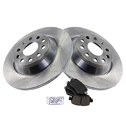 Image of TRQ Rear Brake Pad and Rotor Set Ceramic Solid Rotors