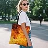 FekiLoot Roaring Flame Polyester Tote Bag, 35x40cm Stylish Lightweight Shoulder Handbag, Reusable Multi-Purpose Fabric Carryall for Work Travel Shopping Daily Use #1