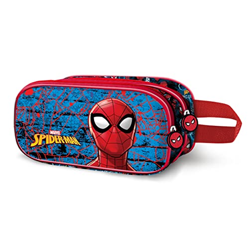Marvel Spiderman Badoom, Estuche Portatodo 3D Doble, Rojo