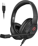 EKSA H2 USB Headset with Microphone for PC Laptop, Computer Headsets with Noise Canceling Mic, Audio Control & Busy Light, Wired Office Headset for Business/Call Center/Zoom/Teams