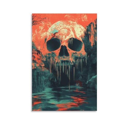 Cuadro en lienzo de cráneo decorativo y pinturas murales modernas para salón 50x75cm