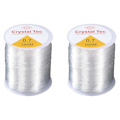 Pulsera de cuerda de 200 m, banda elástica resistente a la rotura para pulseras, cuerda elástica de cristal para joyas, perlas y cadenas de muñeca, transparente, antideslizante y duradera (0,7 mm)
