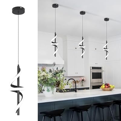 CANEOE Black Pendant Light Fixtures, Adjustable Modern Pendant Lights for Kitchen Island Small Pendant Lighting for Kitchen Island Dining Room Bar Living Room Bedroom Hanging Light Fixtures,1 Pack
