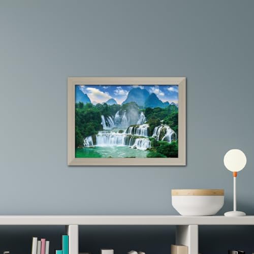 Image of TenorArts Waterfall Photo Frame Vastu Positivity Aesthetic Wall Painting Lucky Art Frames with White Wooden Texture for Living rooms Office Bedroom - Wall Paintings /Hangings (12inches x 9inches)