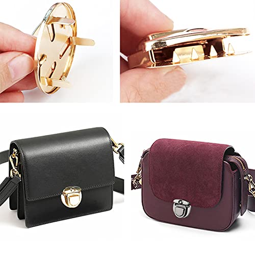 GeoGeoDIY 10 Pcs Turn Lock Clasp Purse Closure Twist Locks Fasteners Metal Hardware Clip Clasp Buckles with Washers, for DIY Handbag Shoulder Handle Bags Craft Briefcase Handbag Making (2 Dimensions) - Thumbnail 4