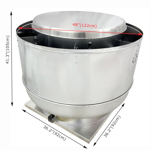Ventilador de techo centrífugo industrial de extracción 220V 3 fases | Carcasa de aluminio, IP55 resistente al clima, flujo de aire 13,930–24,390 m3/h, para bodegas, talleres, restaurantes y estacionamientos miniatura 7